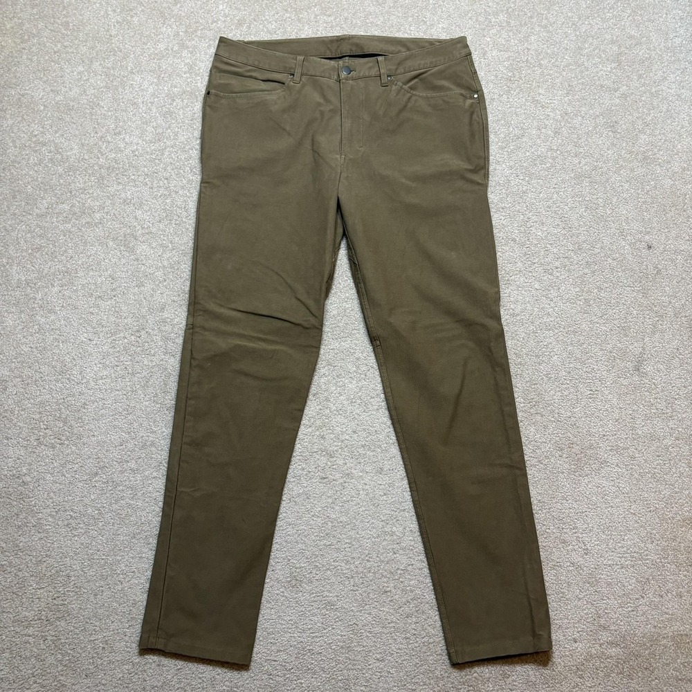 Lululemon‎ ABC Chino Pants Mens 36x32 Tan Canvas Utilitech Slim Stretch 5 Pocket